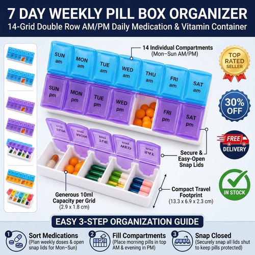 Slots weekly pill box - am,