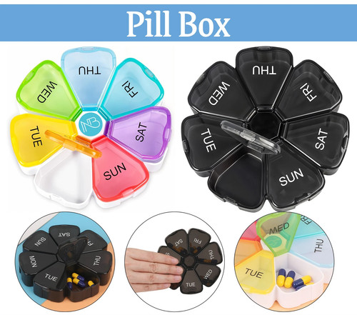 Weekly pill box daily - weekly, round