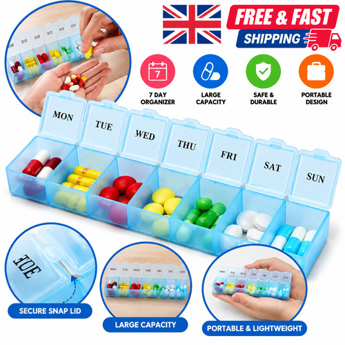 Day pill box weekly medicine - box,