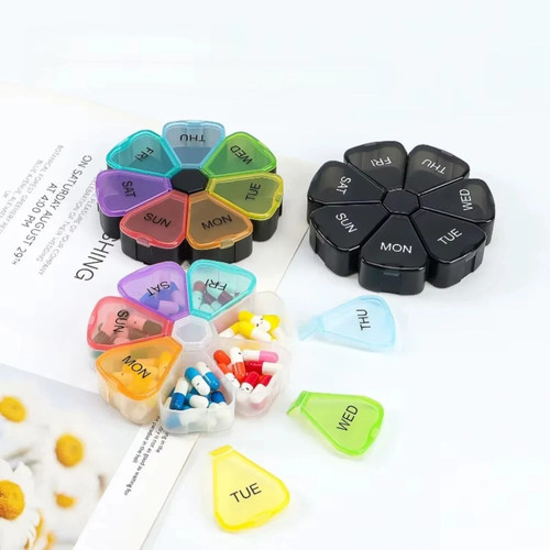 Day round pill box tablet - day,